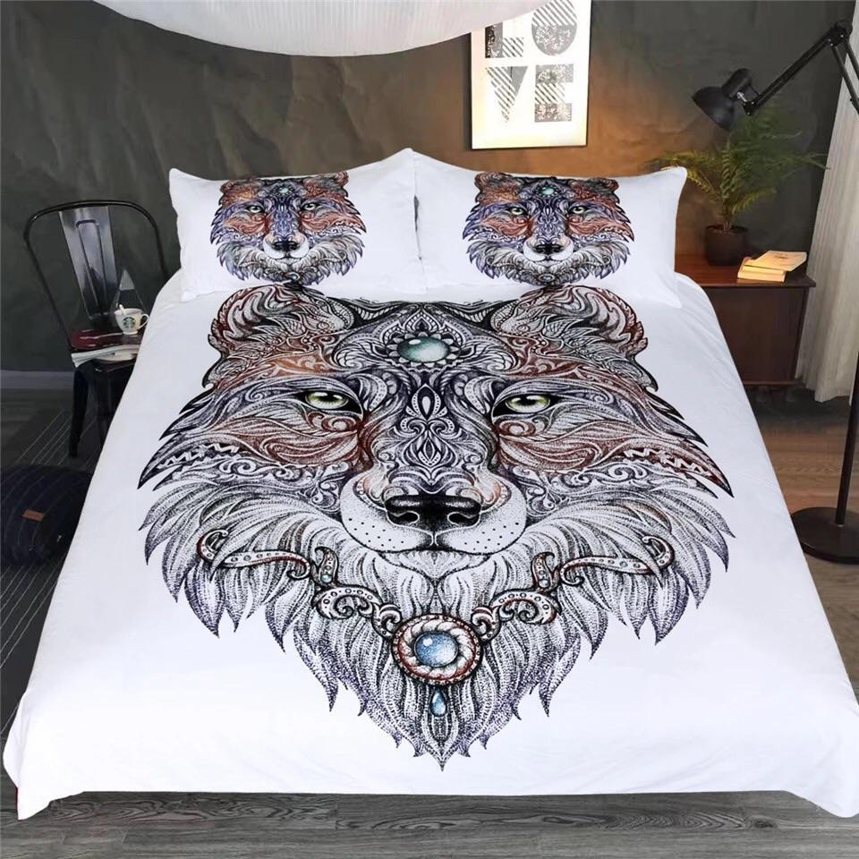Wolf Head (White)3D Customized Duvet Cover Bedding Sets