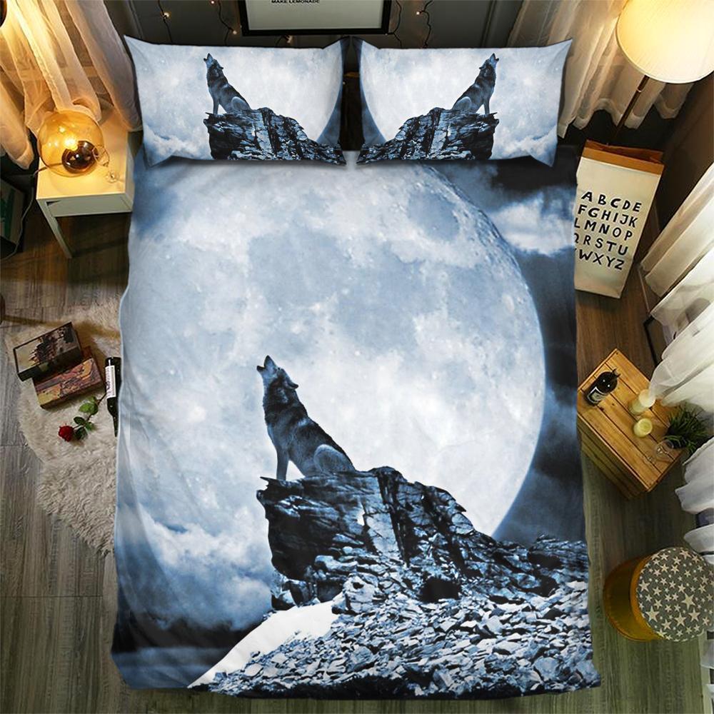 Wolf Howling At Moon 092143D Customized Duvet Cover Bedding Sets
