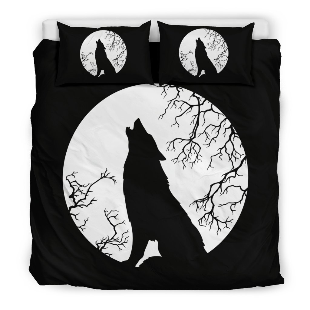 Wolf Howling At The Full Moon 3D Customized Duvet Cover Bedding Sets