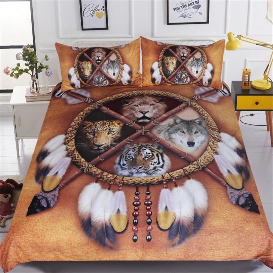 Wolf, Lion, Leopard, Tiger American Indiantyle 3D Customized Duvet Cover Bedding Sets
