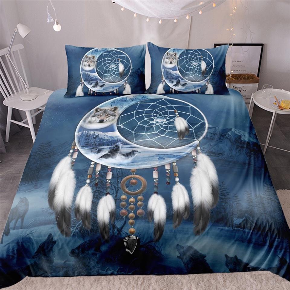Wolf & Moon Dreamcatcher 3D Customized Duvet Cover Bedding Sets