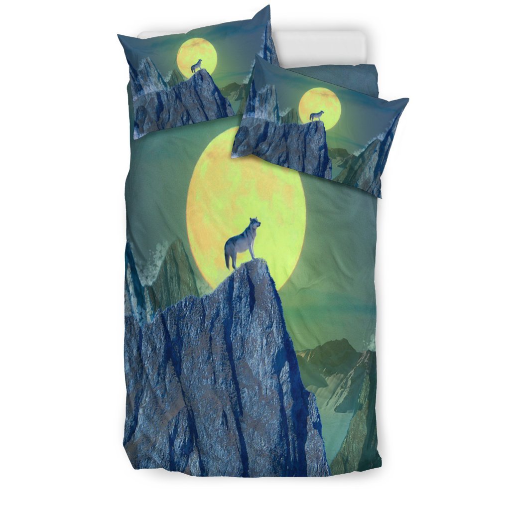 Wolf Moon Mountain 3D Customized Duvet Cover Bedding Sets