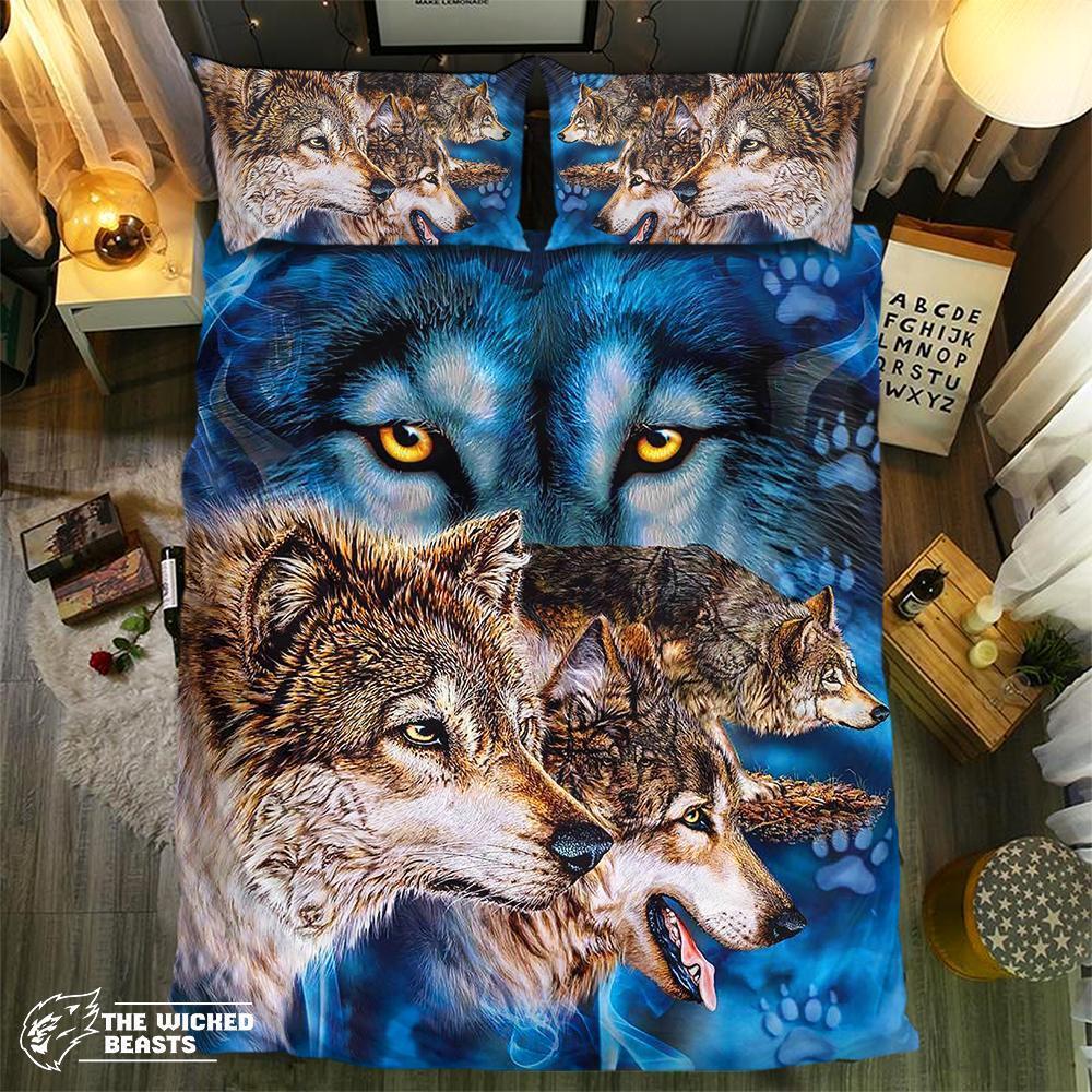 Wolf Pack On Blue 092183D Customized Duvet Cover Bedding Sets