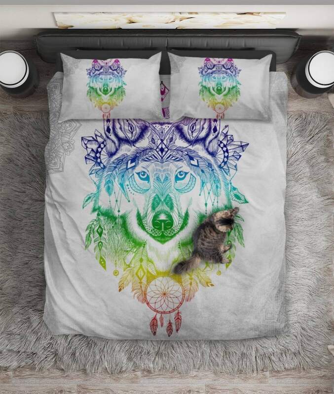 Wolf Rainbow Color ART HOP 3D Customized Duvet Cover Bedding Sets