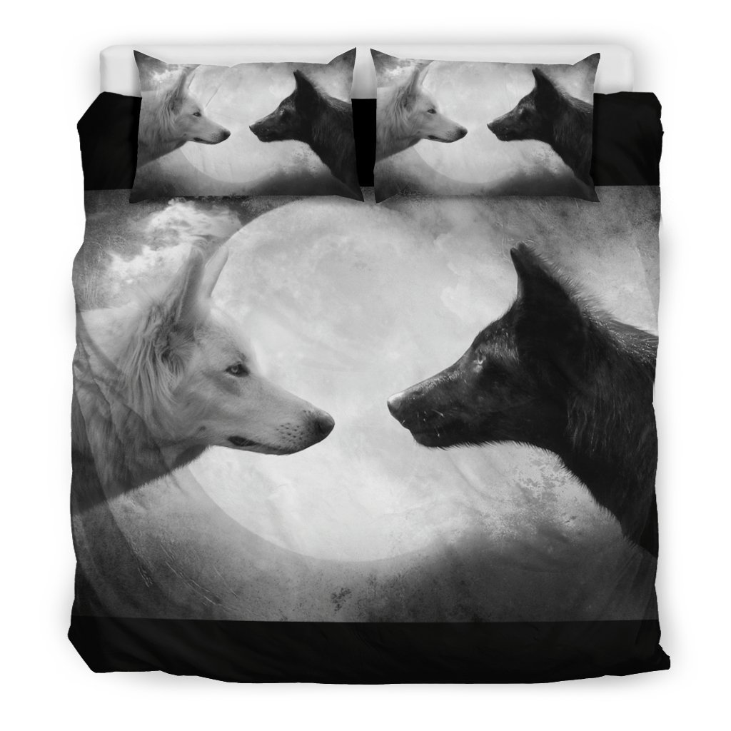 Wolf White and Black 3D Customized Duvet Cover Bedding Sets