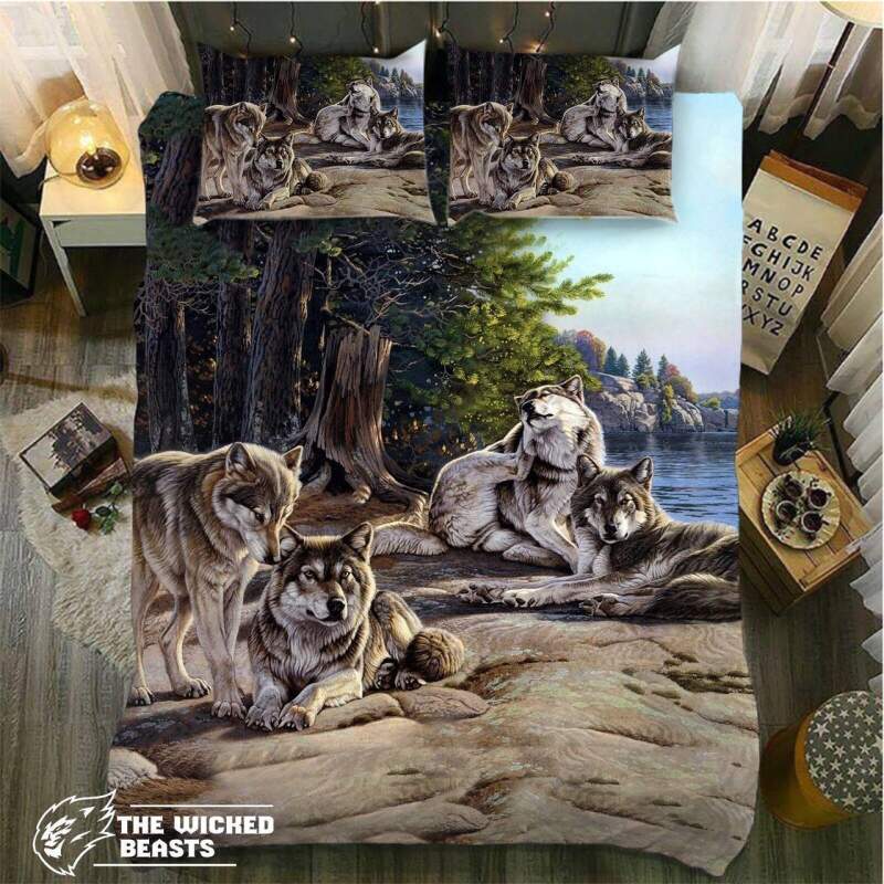 Wolves At Rest3D Customized Duvet Cover Bedding Sets