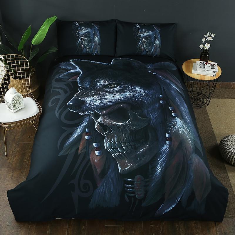 Wolveskull Bedroom3D Customized Duvet Cover Bedding Sets