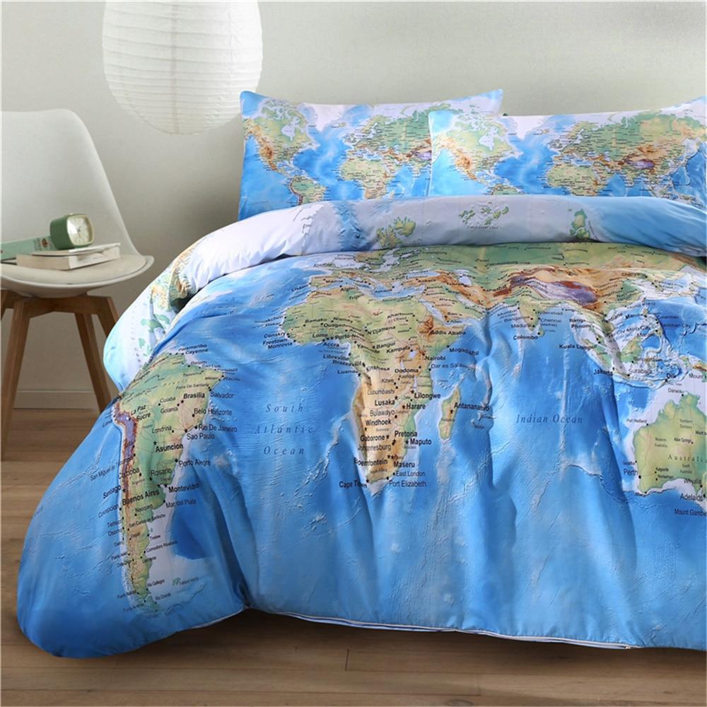 World Map 3D Customized Duvet Cover Bedding Sets
