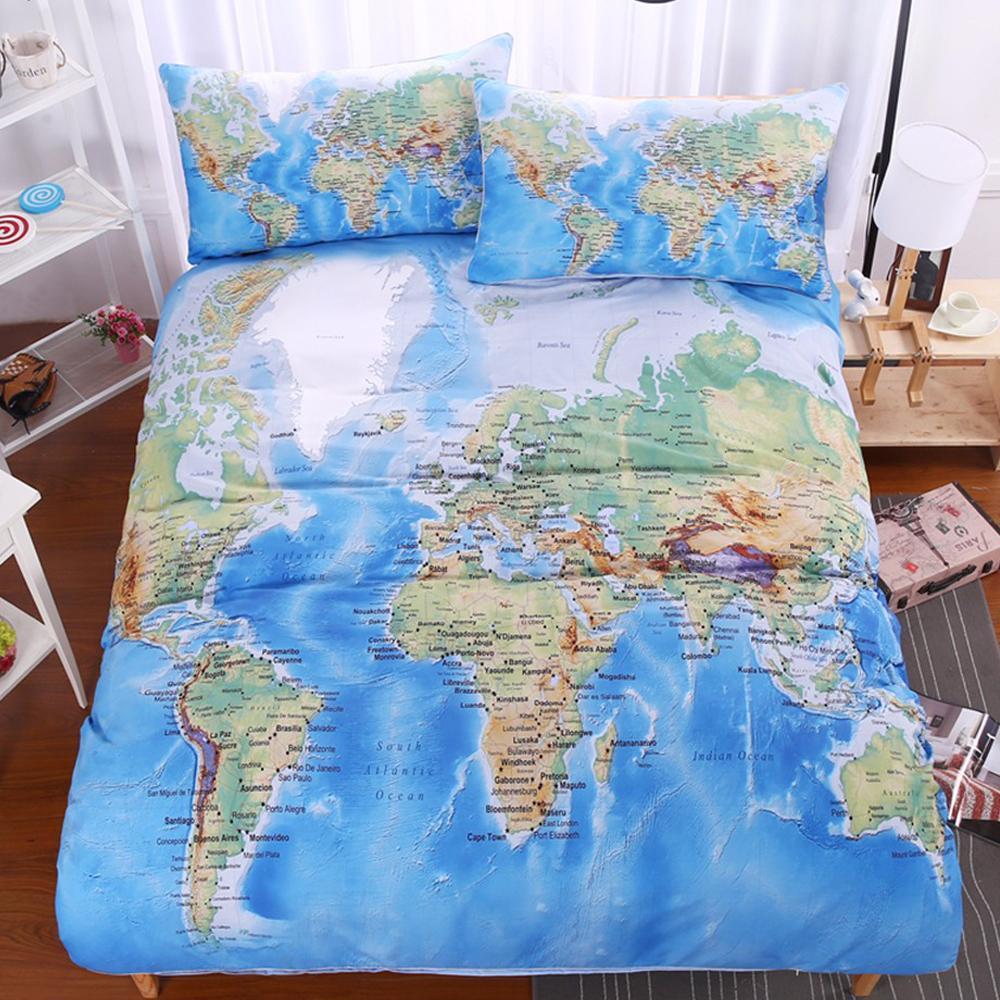 World Map Vivid Print ART HOP 3D Customized Duvet Cover Bedding Sets