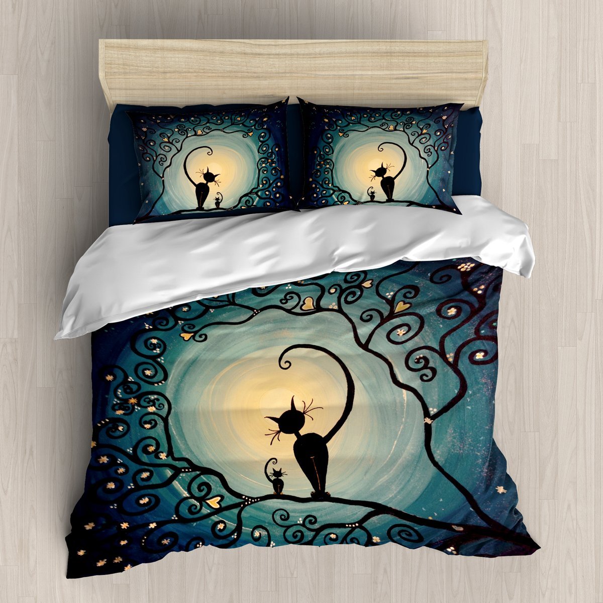 Yellow and Blue Cat 3D Customized Duvet Cover Bedding Sets