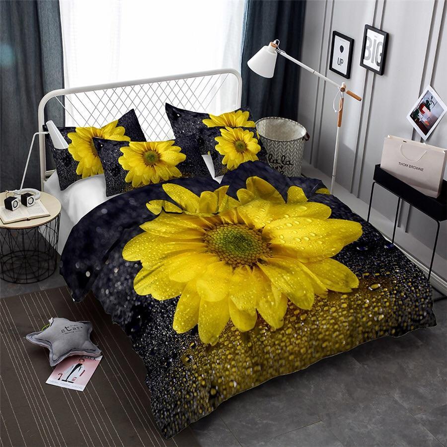 Yellow Flower 3D Customized Duvet Cover Bedding Sets