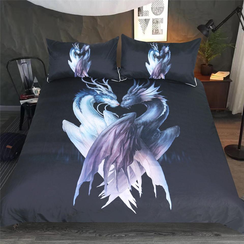 Yin Yang Dragons Black by JoJoesArt Bedding Set