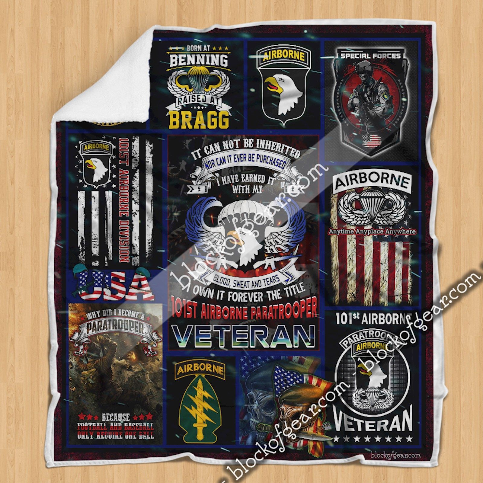 101st Airborne Veteran Sherpa Fleece Blanket