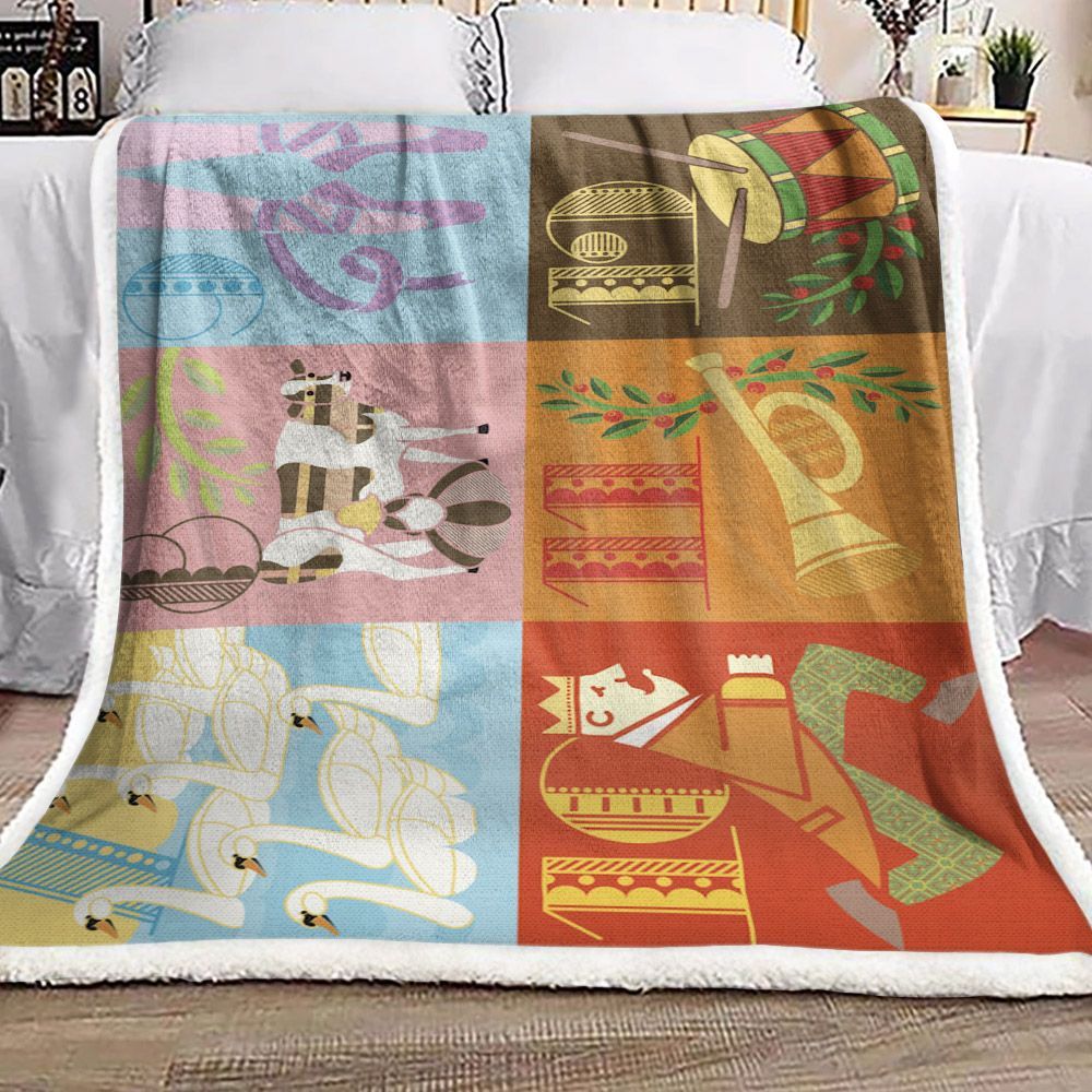 12 Days Of Christmas Sherpa Fleece Blanket