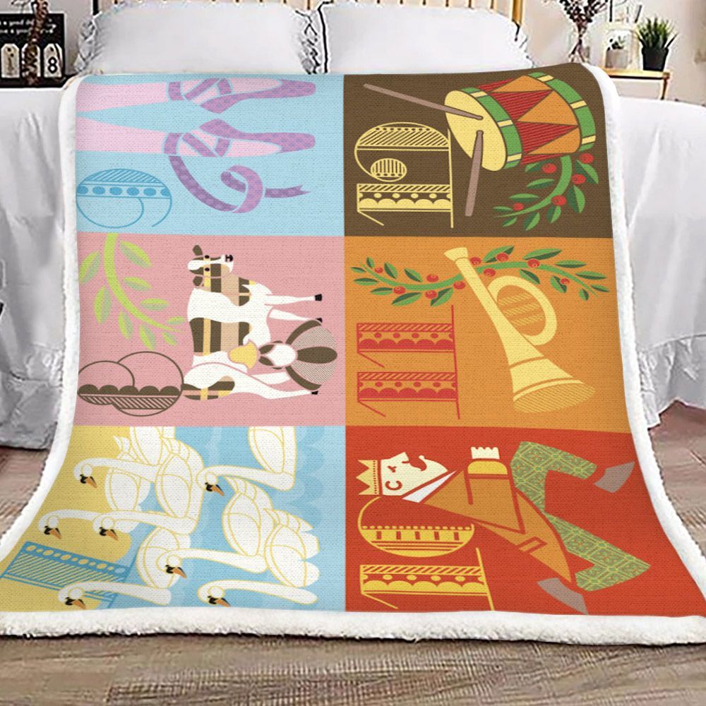 12 Days Of Christmas Sherpa Fleece Blanket