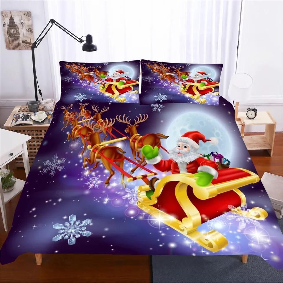 2019 Christmas Santa Printed Bedding Set