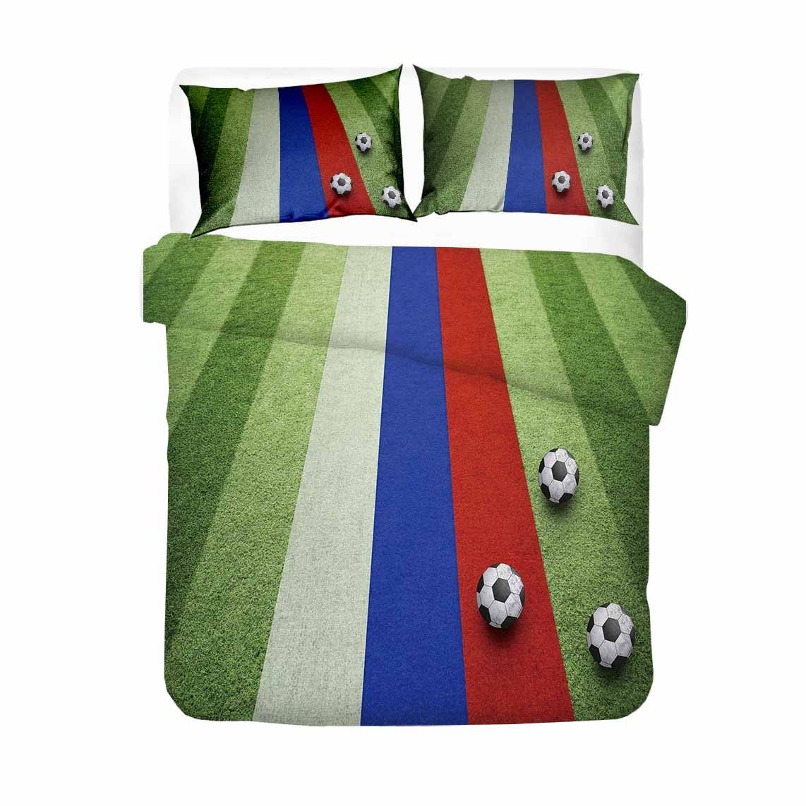 3 Football On Stadium Printed Bedding Set