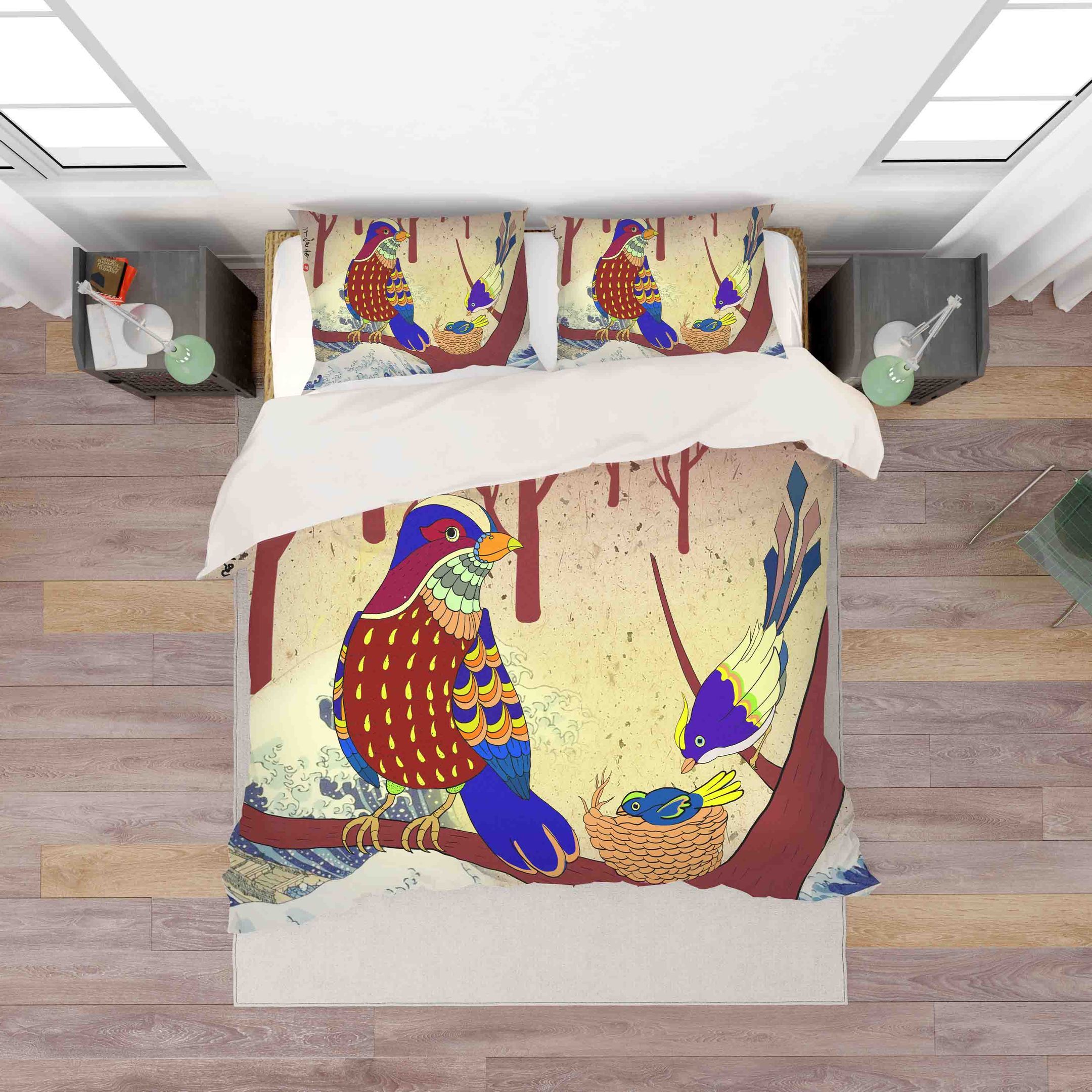 3d Abstract Birds Bedding Set