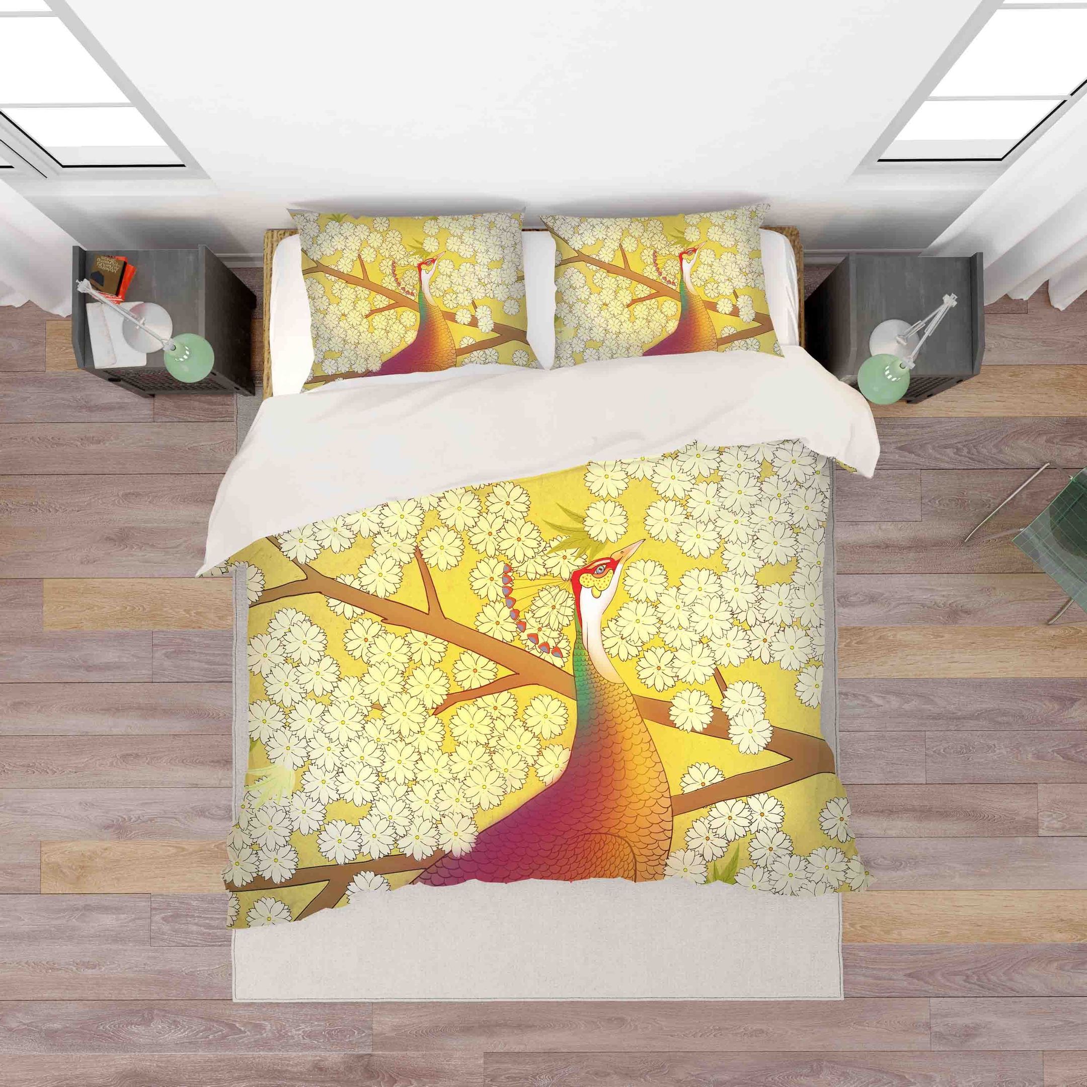 3d Abstract Birds Floral Bedding Set