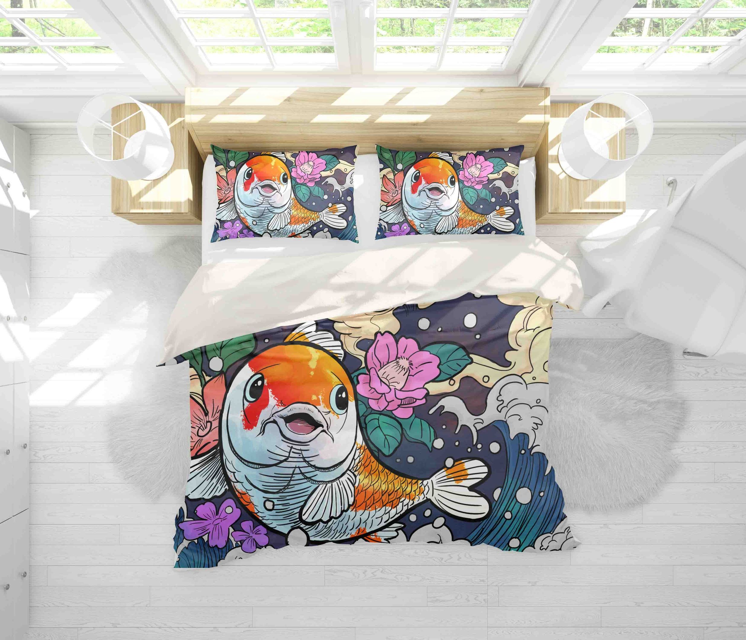 3d Abstract Carp Floral Bedding Set