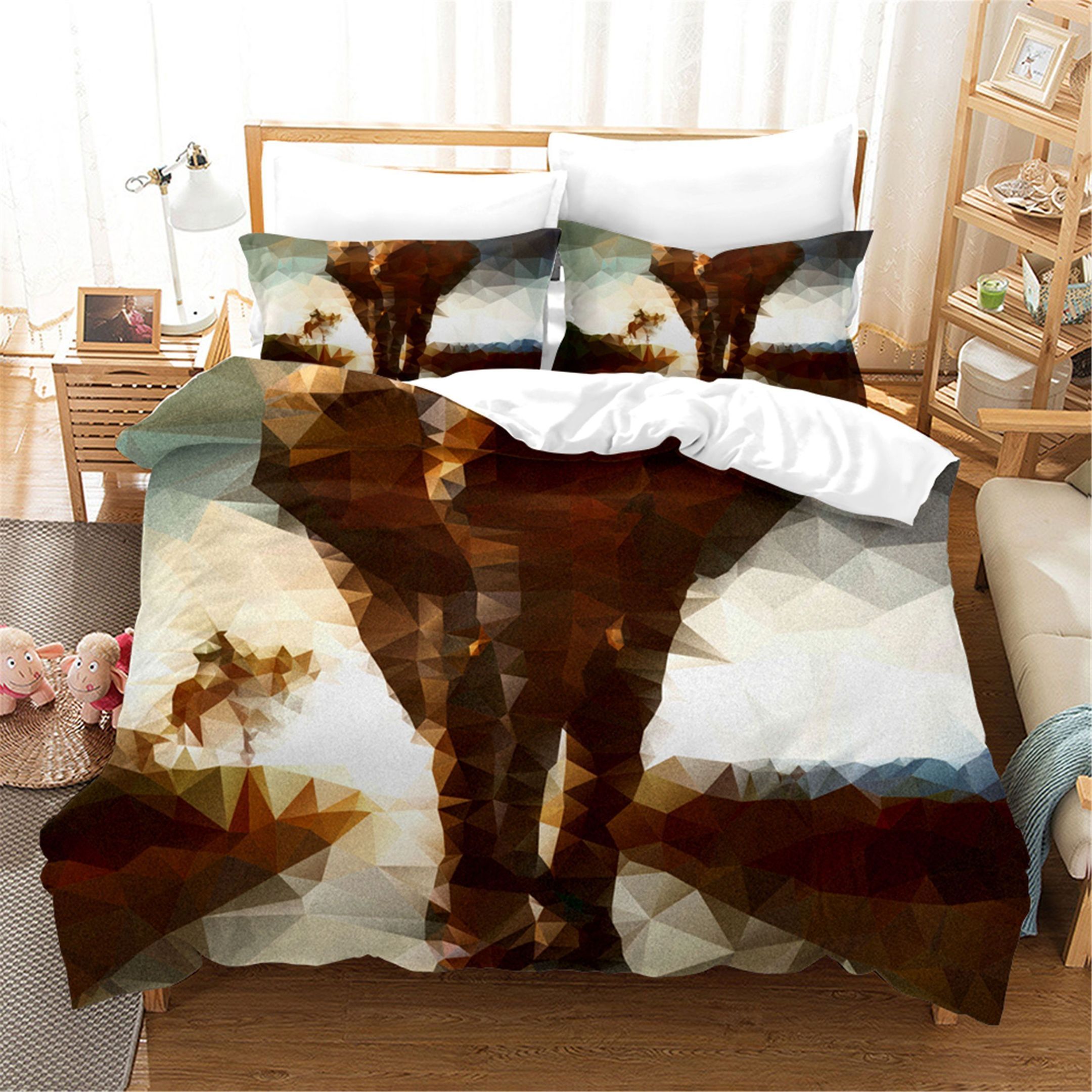 3d Abstract Elephant Digital Bedding Set