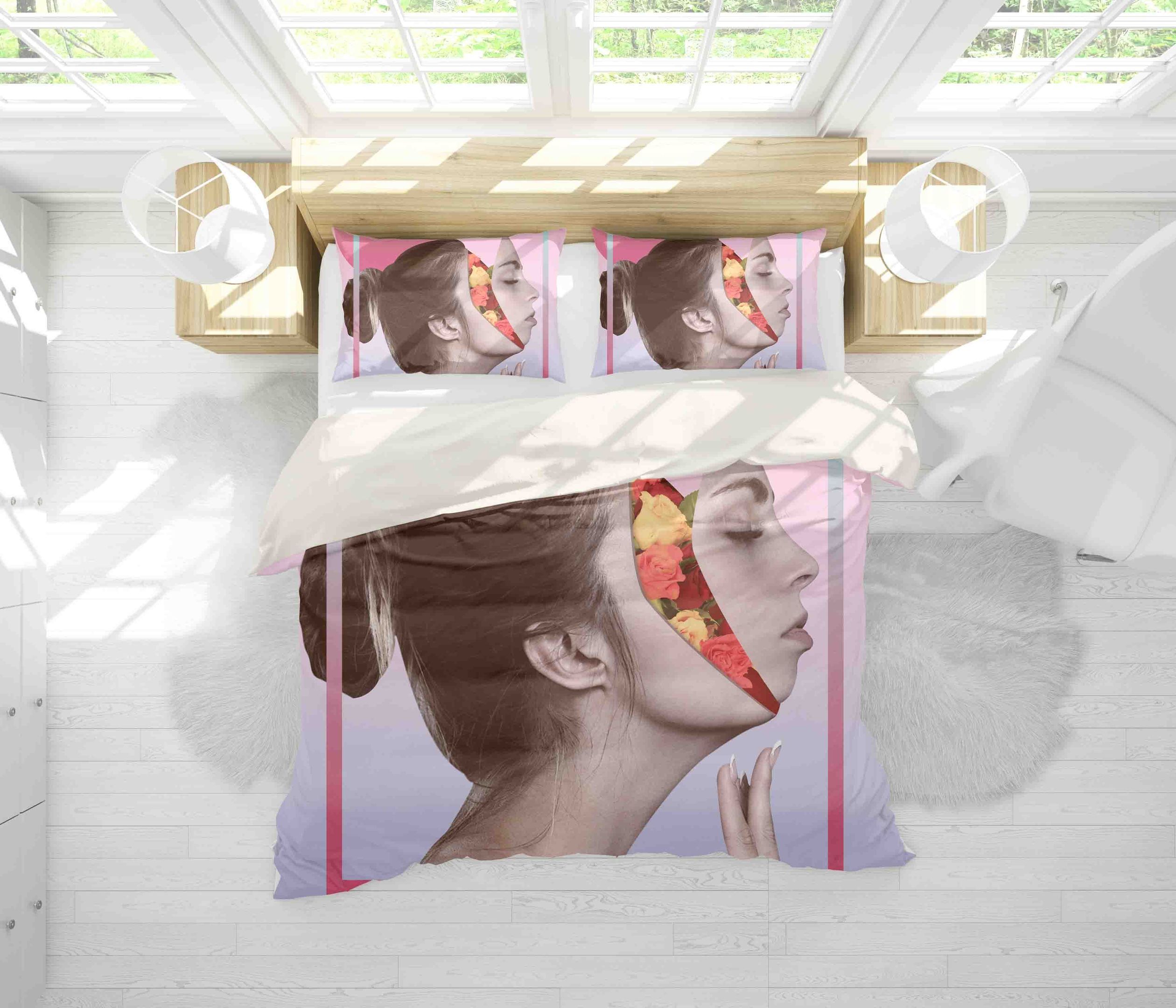 3d Abstract Girl Photos Bedding Set