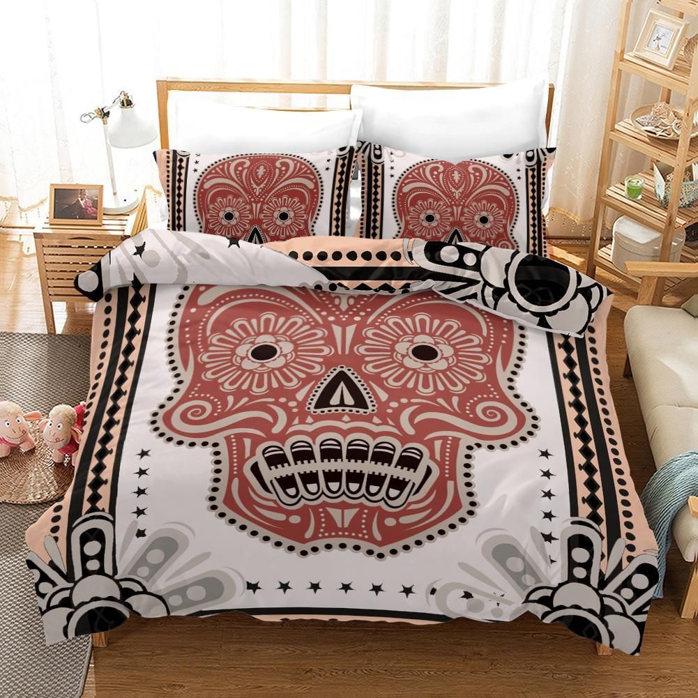 3d Abstract Skull Pattern Bedding Set