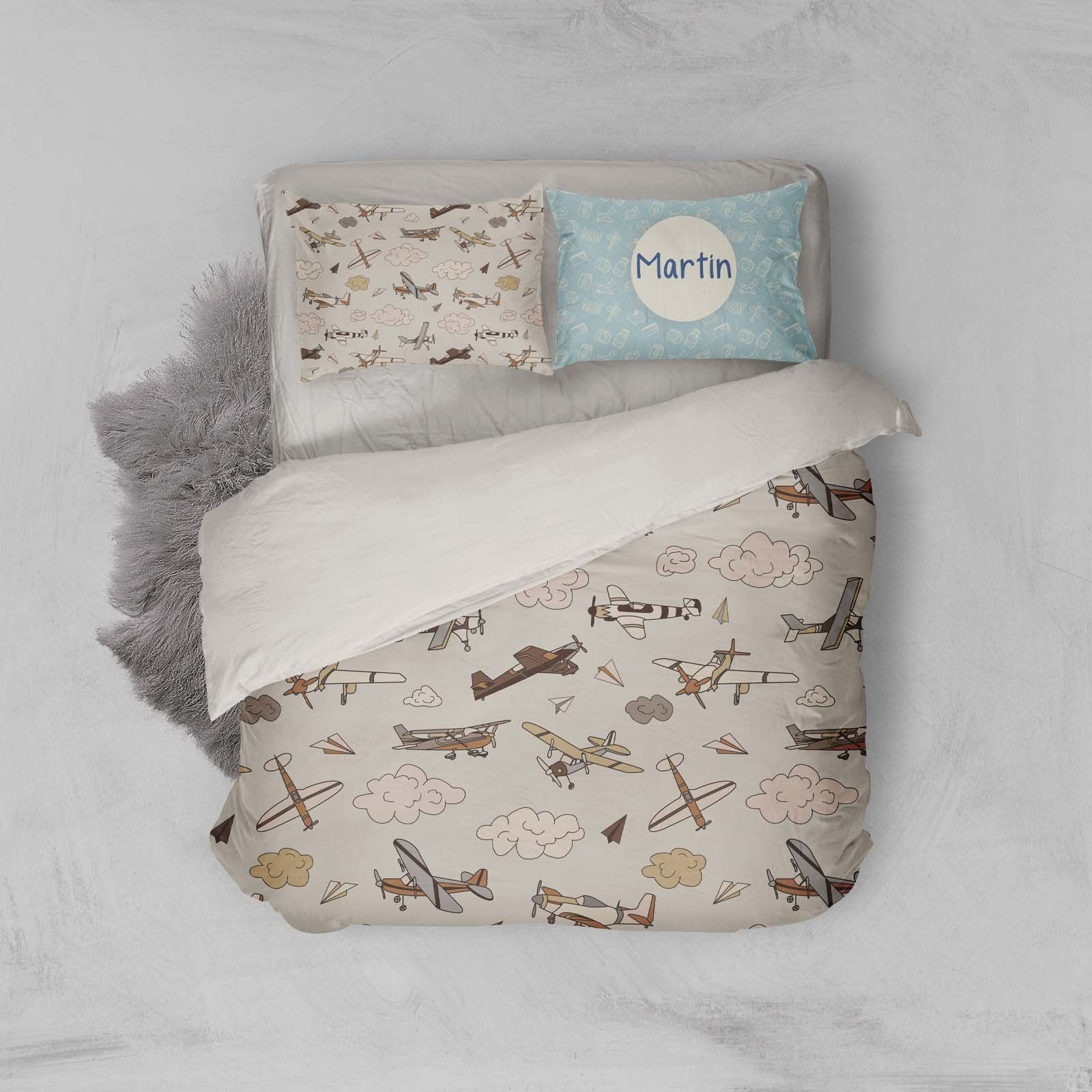 3d Aircraft Clouds Pattern Bedding Set