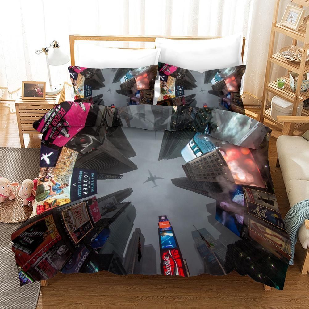3d Airplane City Tower Bedding Set