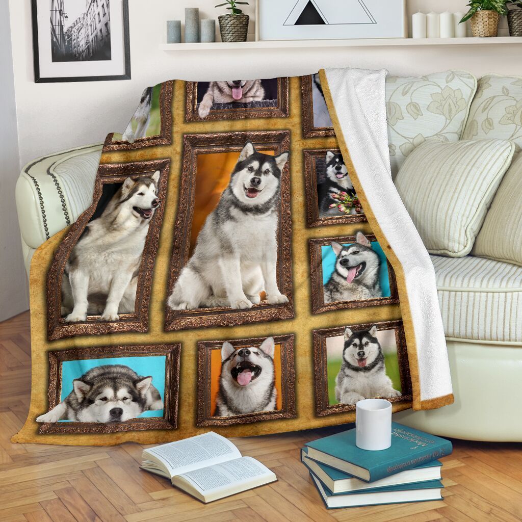 3d Alaskan Malamute Dog Sherpa Fleece Blanket