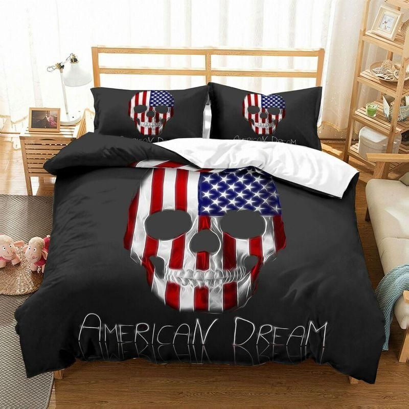 3D America Skull Donna Bedding Set