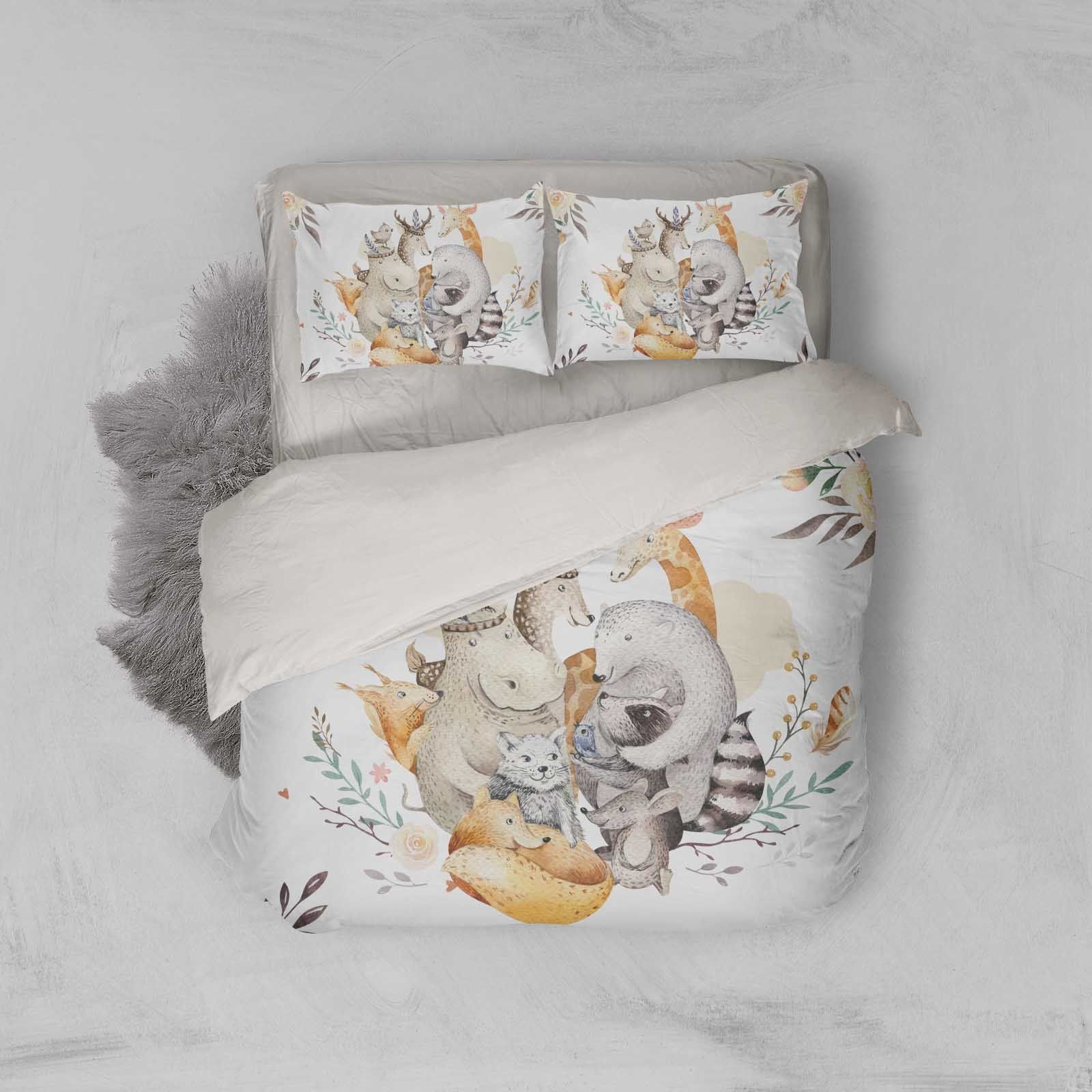 3d Animal Feather Floral Bedding Set