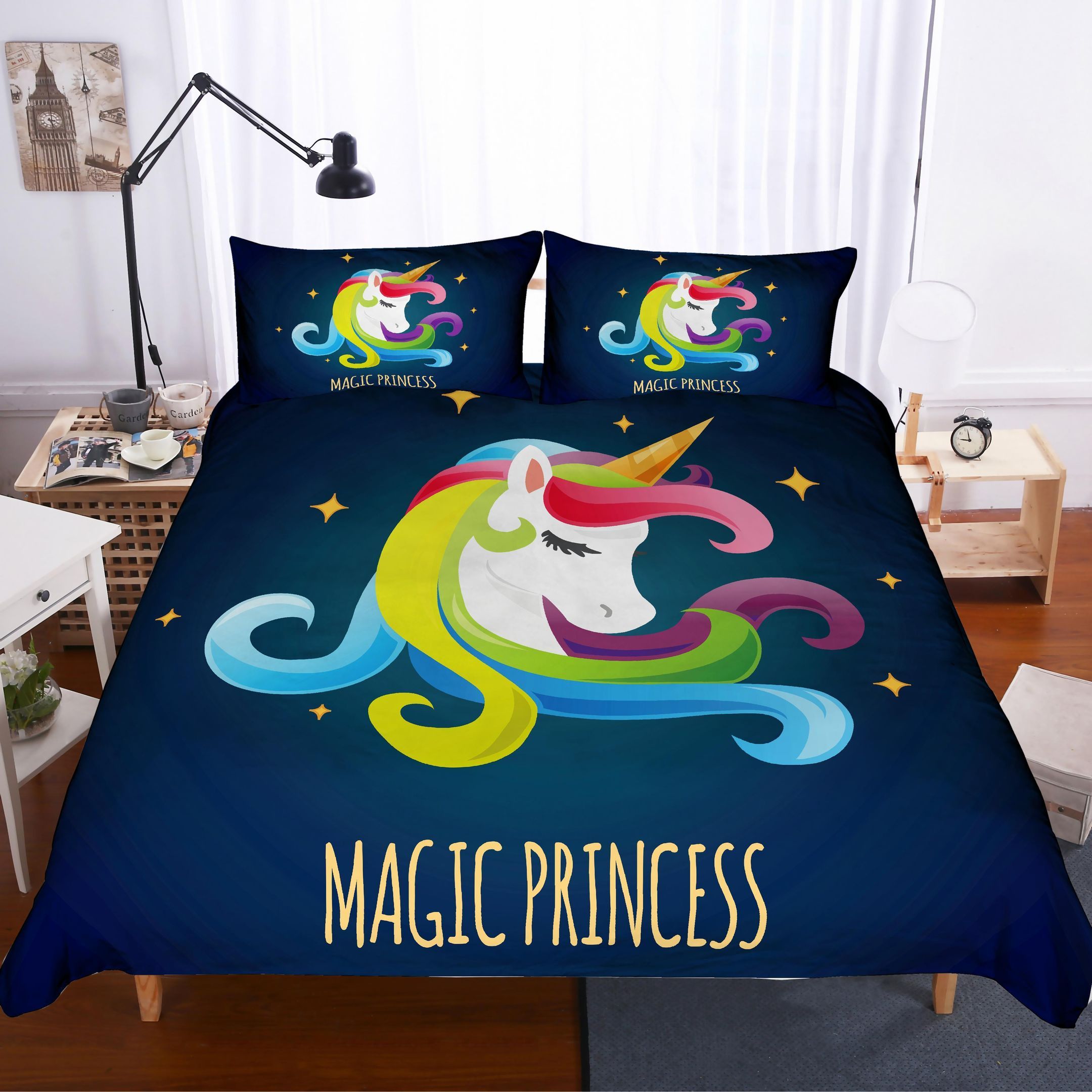 3d Animals Color Unicorn Letters Bedding Set