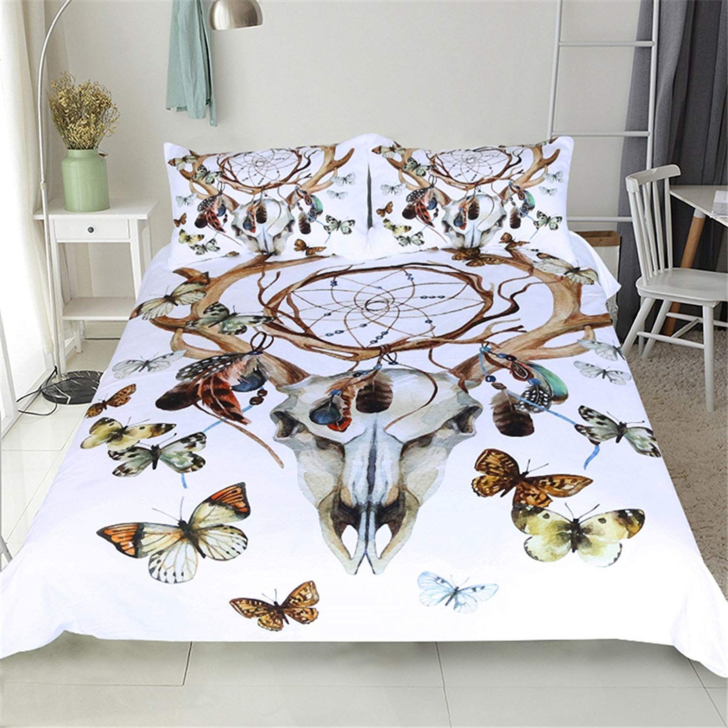 3d Antelope Skull Butterfly Bedding Set