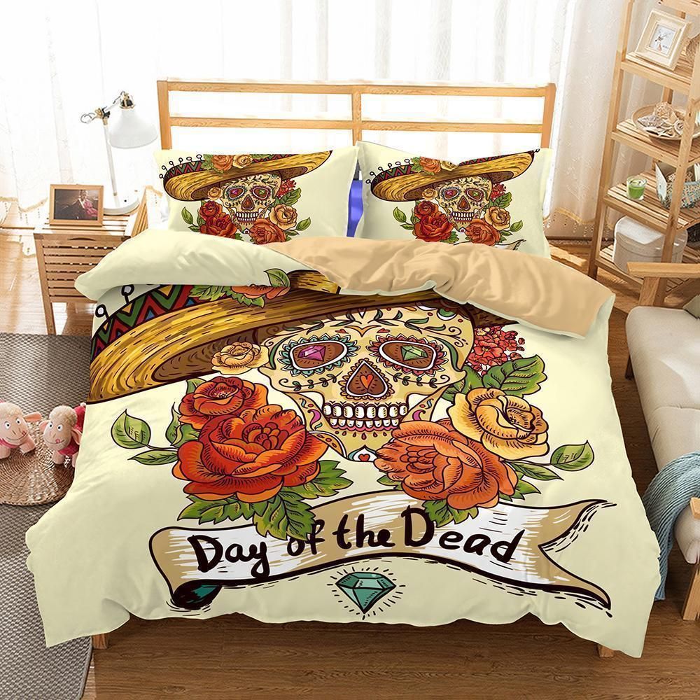 3D Art Day Of The Dead Printed Bedding Set
