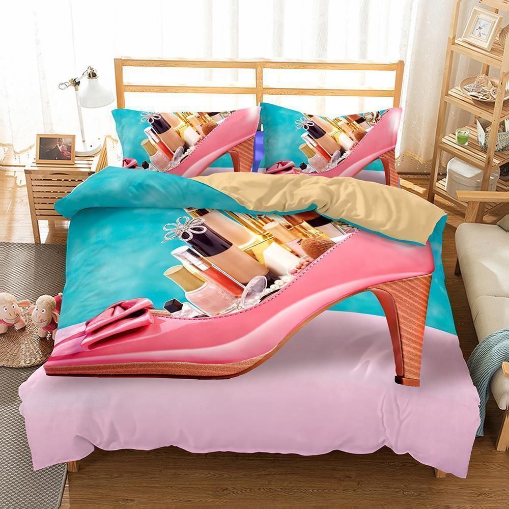 3D Art Pattern High Heeled Shoes  Printed Bedding Set