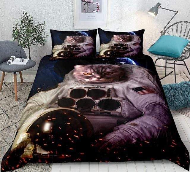 3d Astronaut Cat Bedding Set
