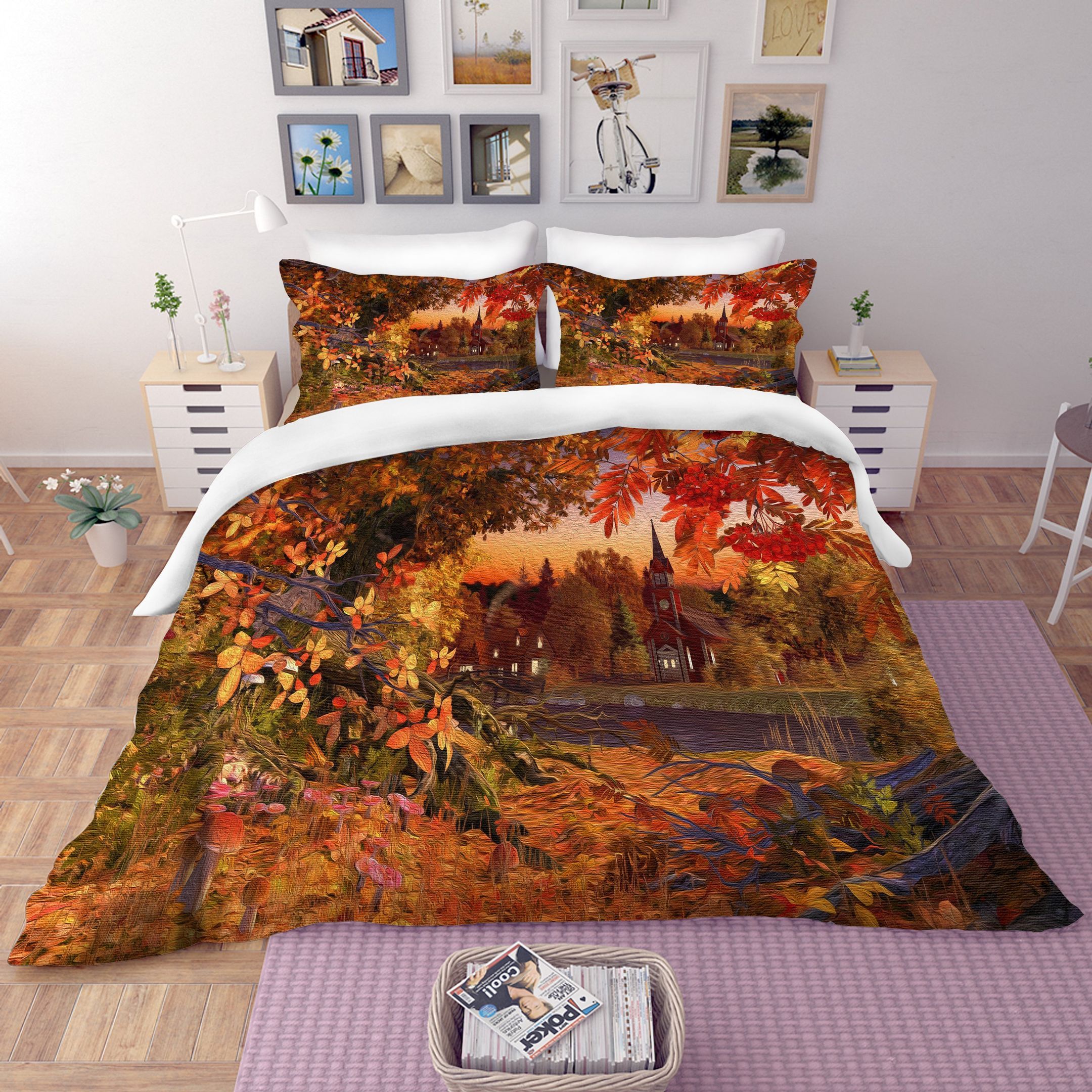 3d Autumn Maple Forest Bedding Set