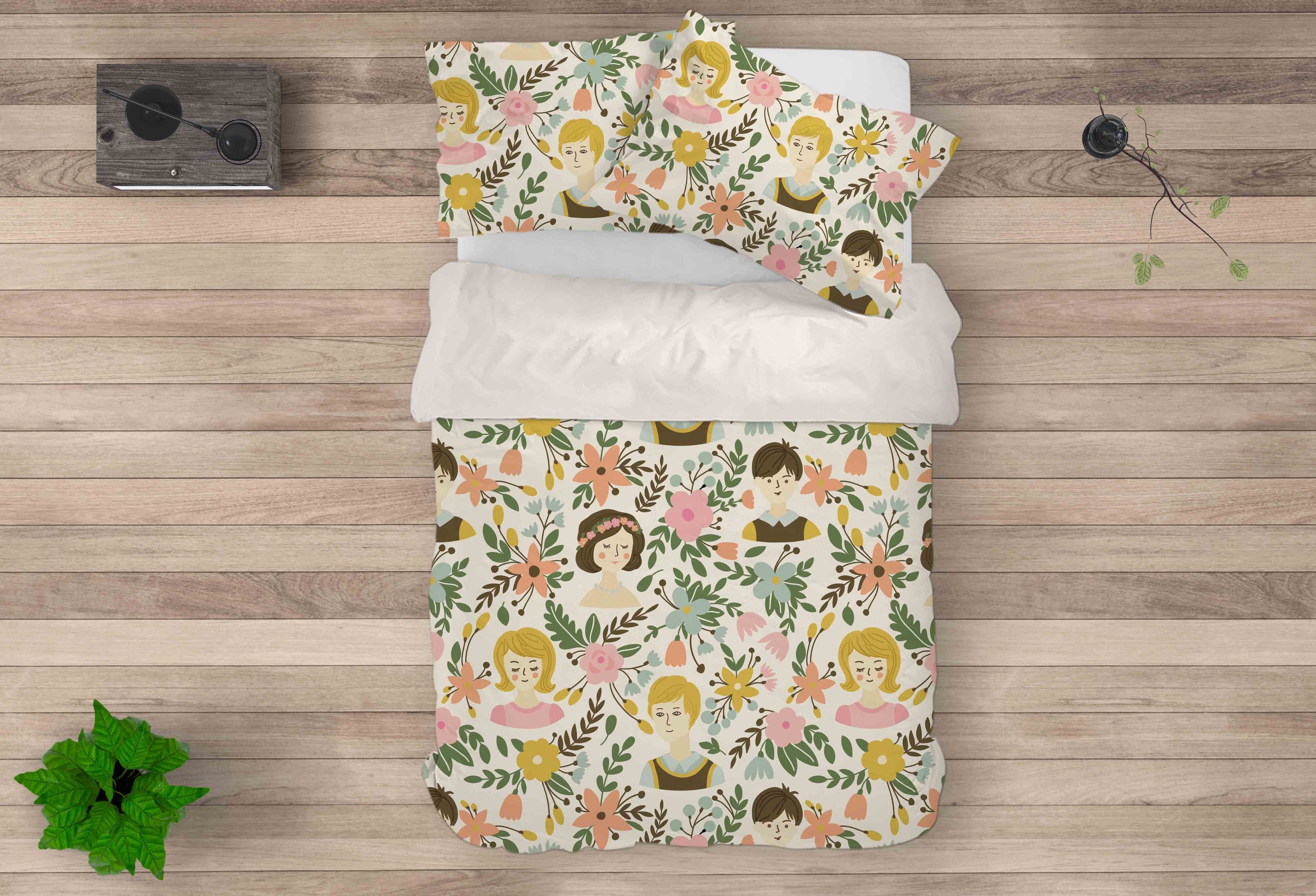 3d Avatar Floral Leaves Bedding Set