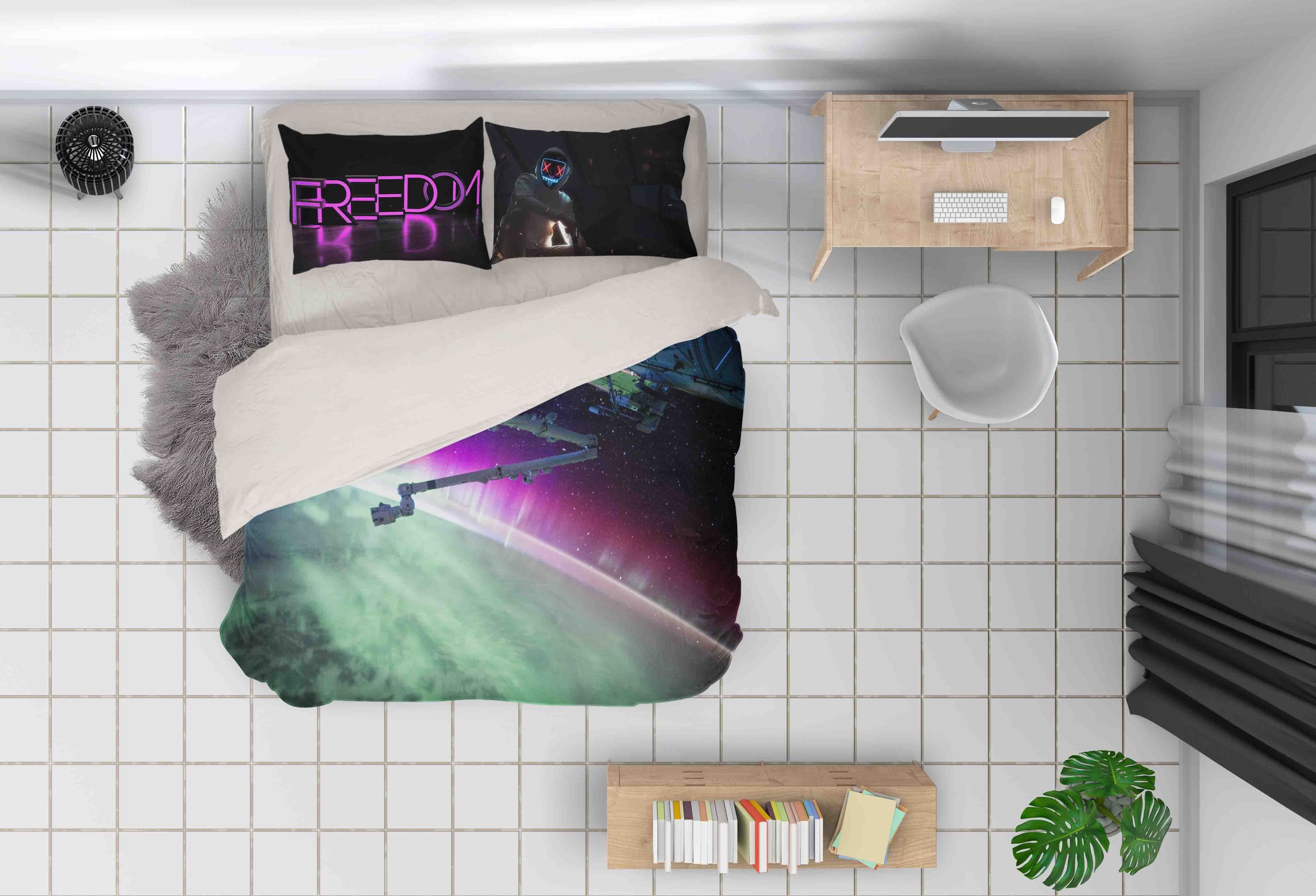 3d Awesome Purple Universe Bedding Set