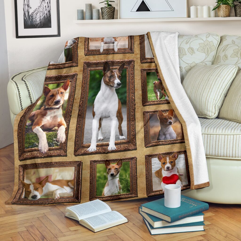 3d Basenji Dog Sherpa Fleece Blanket