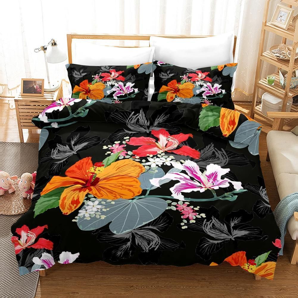 3d Beautiful Color Flowers Bedding Set