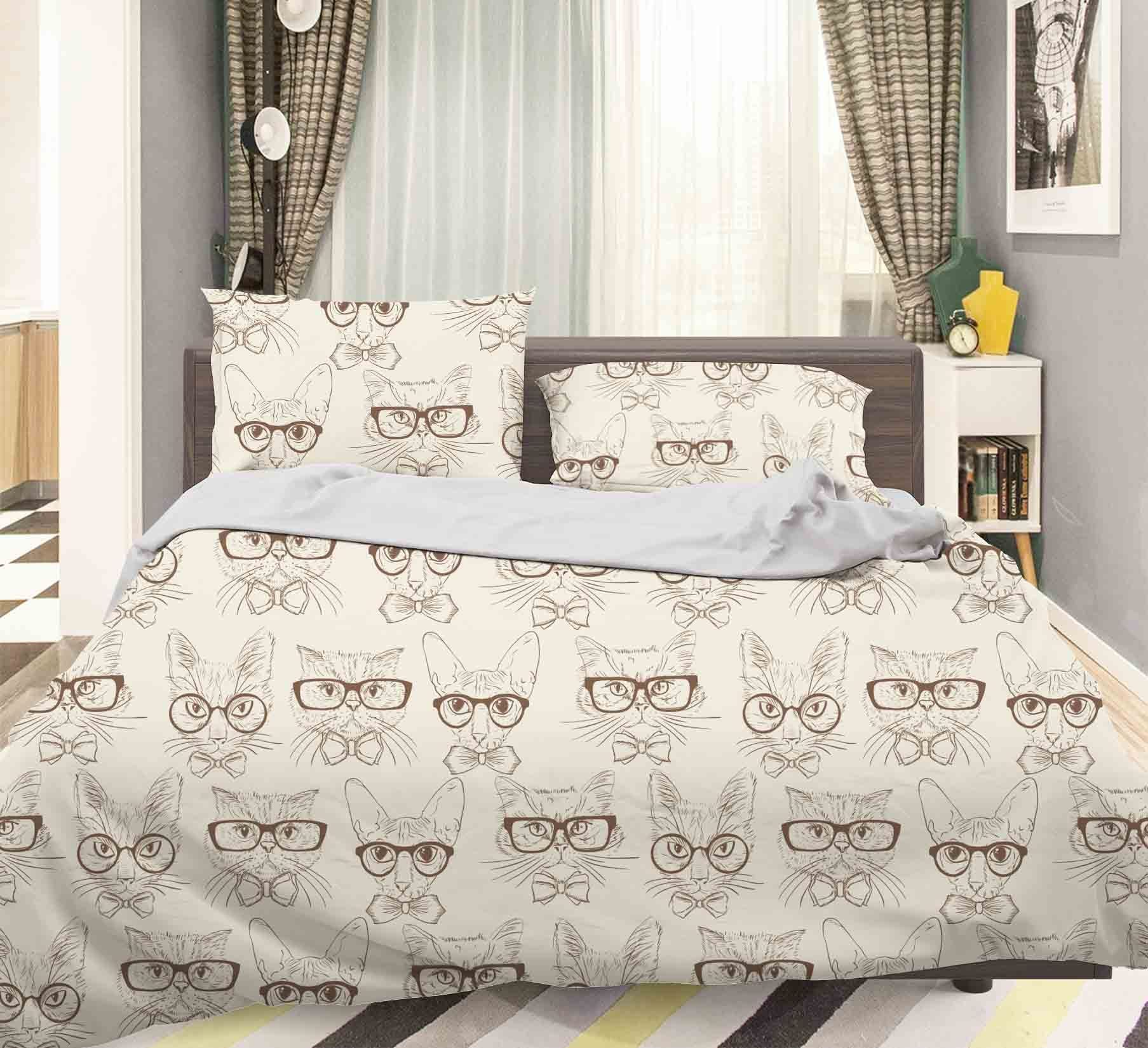 3d Beige Dog Cat Bedding Set