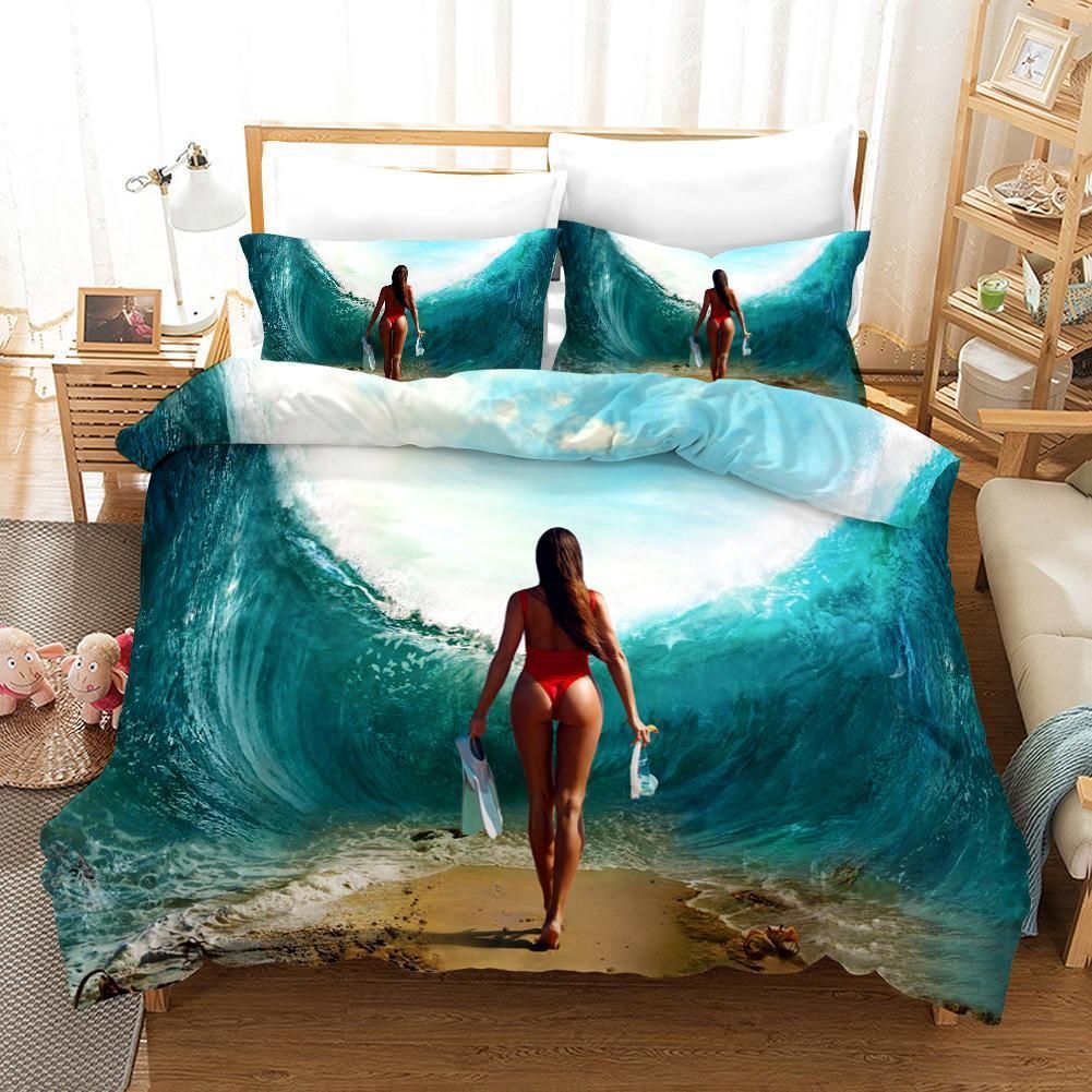 3d Bikini Beauty Across Ocean Bedding Set