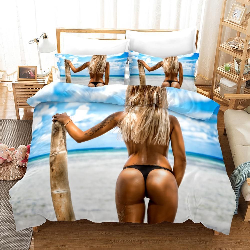 3d Bikini Beauty Beach Bedding Set