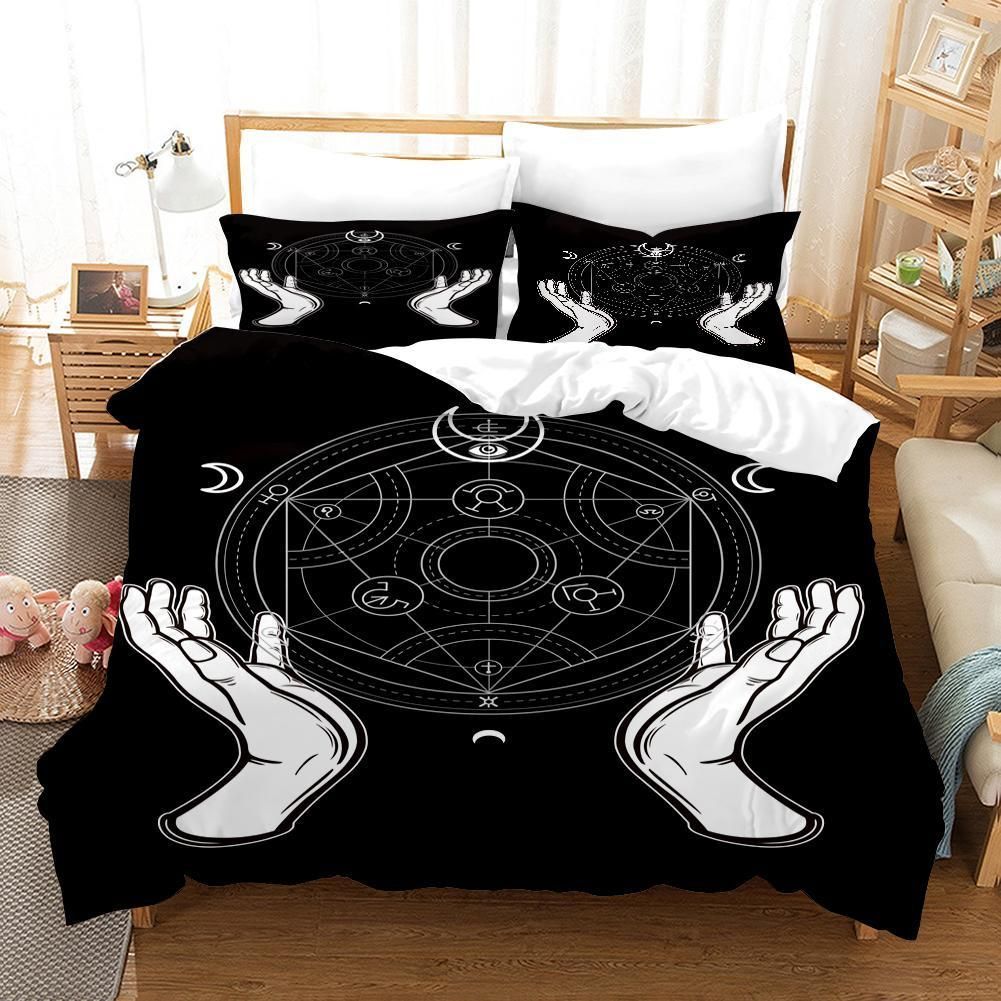3d Black Astrolabe Hands Bedding Set
