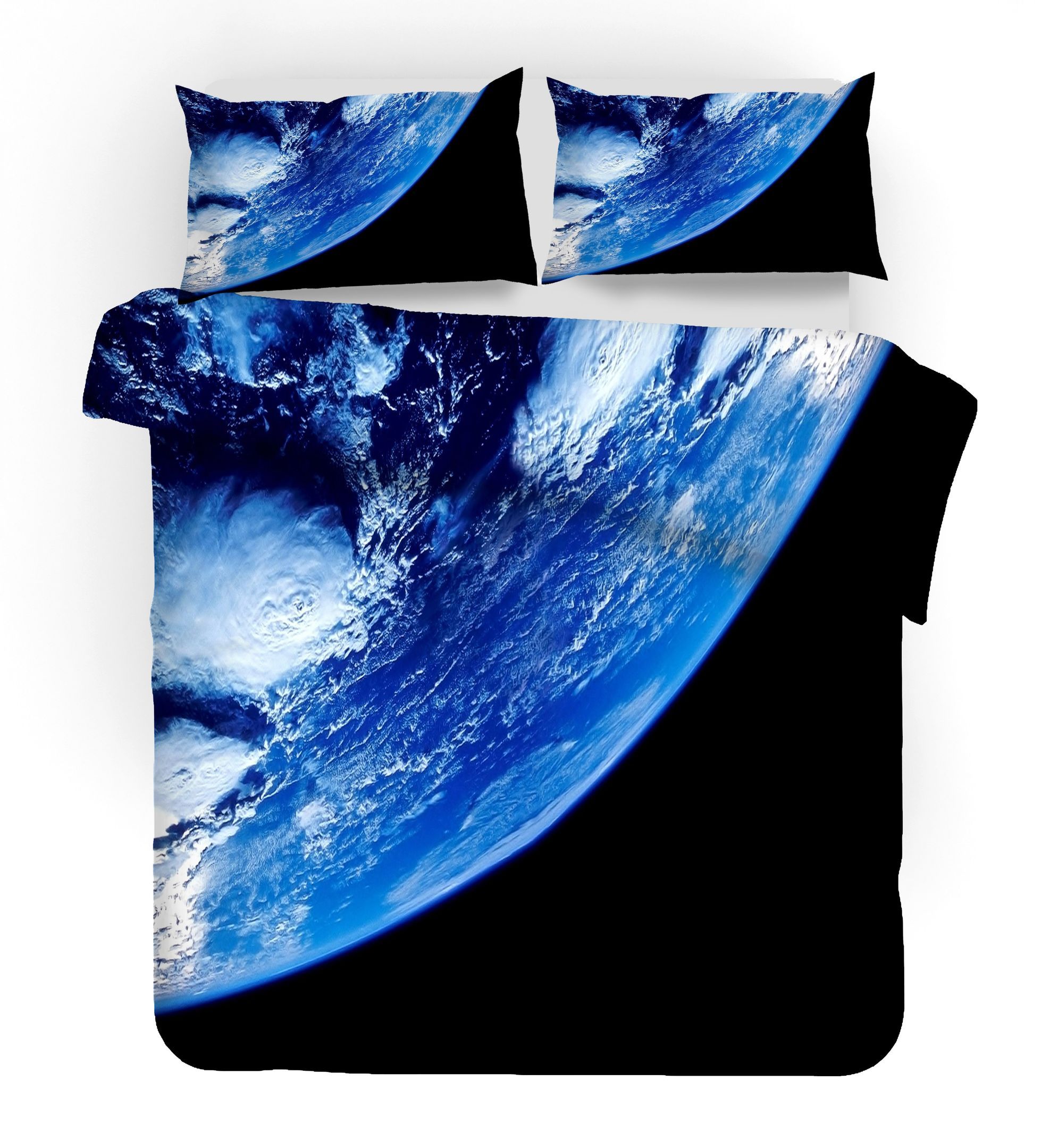 3d Black Blue Earth Bedding Set