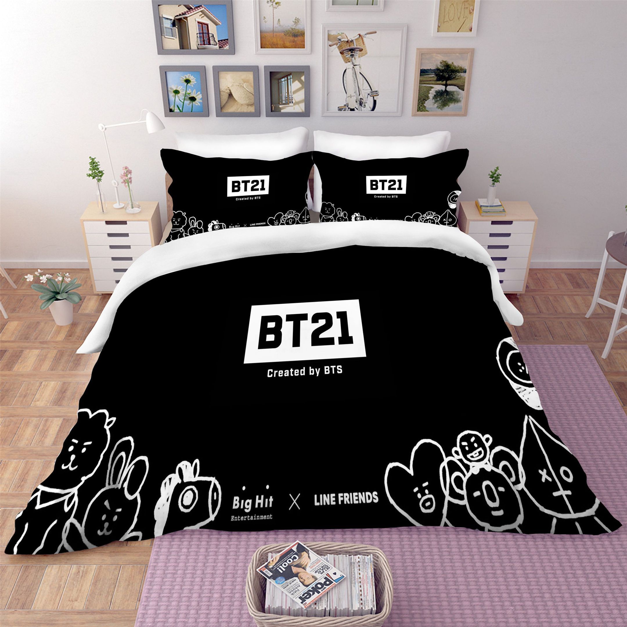 3d Black Bt 21 Pattern Bedding Set