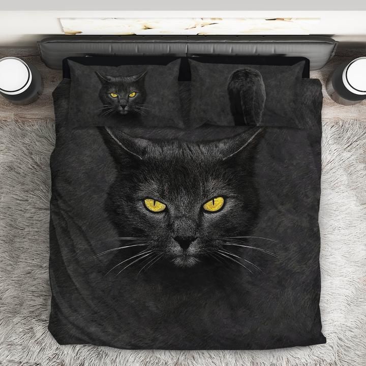 3D Black Cat Bedding Set