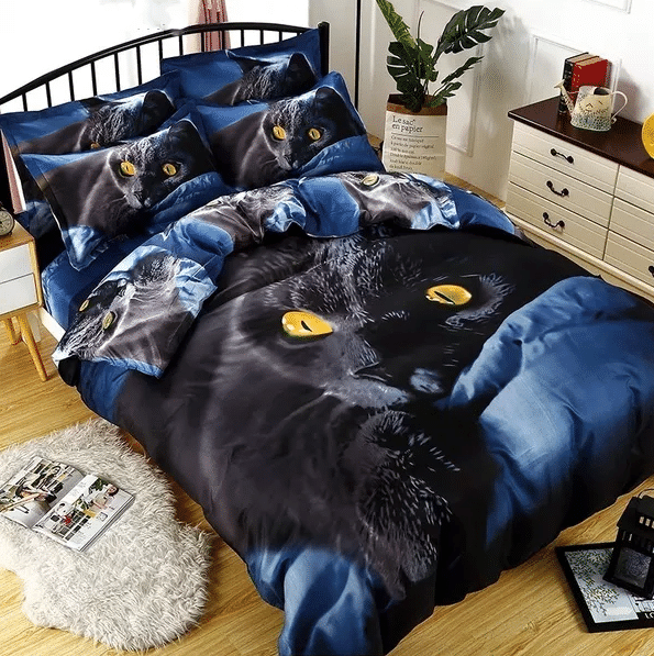 3D Black Cat Bedding Set